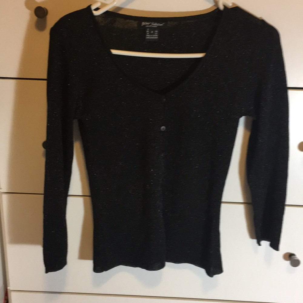 Betsy Johnson black sparkly cardigan 3/4 sleeve S